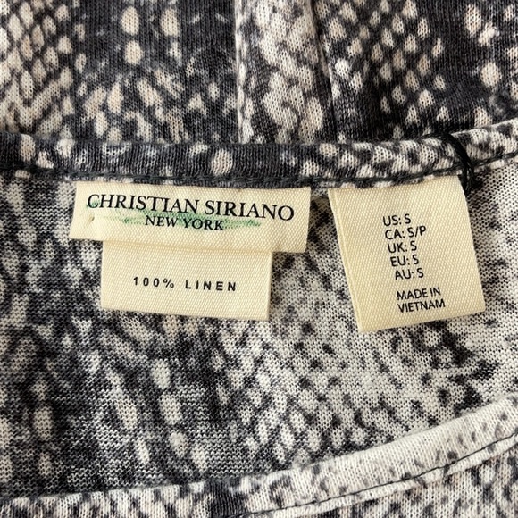 Christian Siriano NWT Snakeskin Print 100% Linen Short Sleeve Top Size Small - Picture 8 of 9